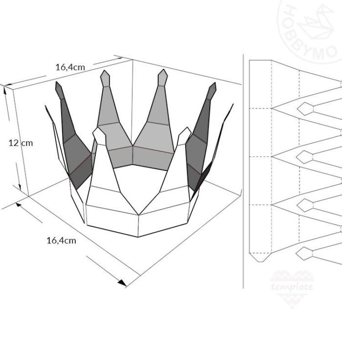 Paper Crown 3D Papercraft Template PDF HOBBYMO