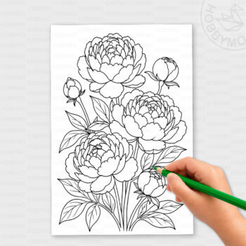 Peony coloring page