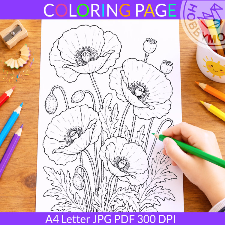 Poppy coloring page