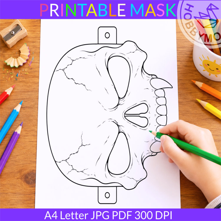Halloween Skull Mask Coloring Page