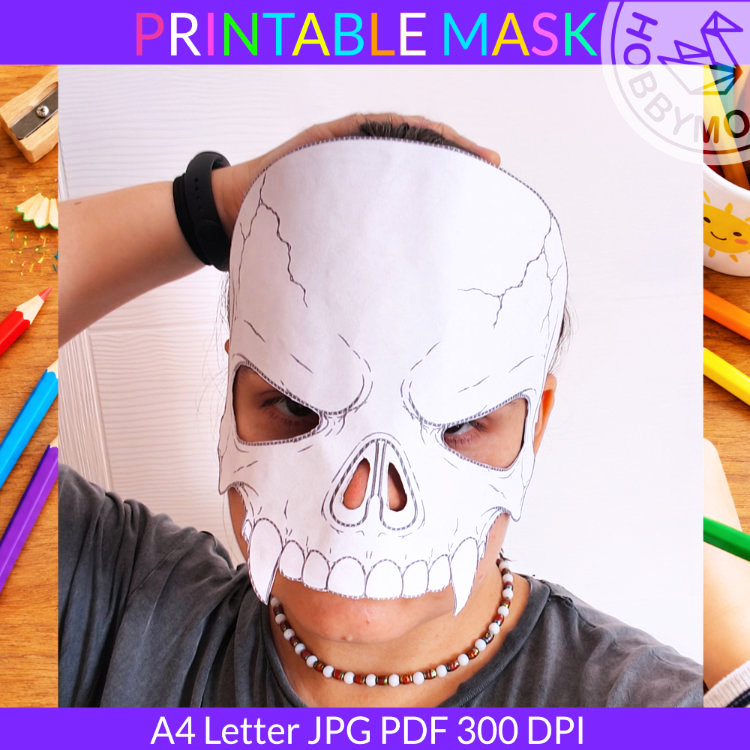 Halloween Skull Mask Coloring Page