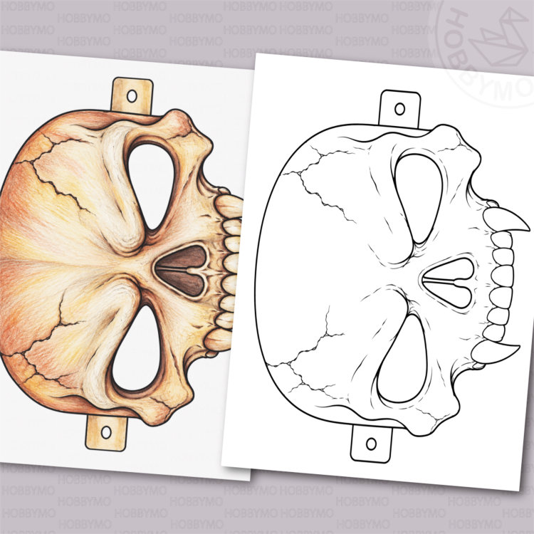 Skull Mask coloring page – Printable A4/letter Sheet (JPG, PDF)