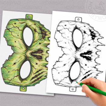 Zombie Mask coloring page – Printable A4/letter Sheet (JPG, PDF)